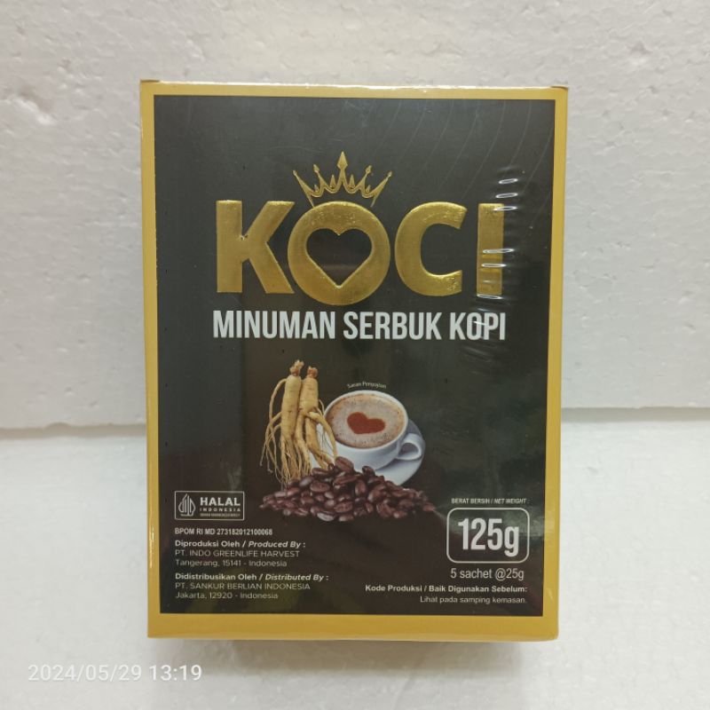 

KOCI kopi cinta minuman serbuk kopi dan ekstrak gingseng. 1 kotak 5 sachet