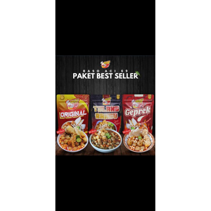 

Paket Baso Aci 69 1 original 1 geprek 1 tulang rangu 600gr