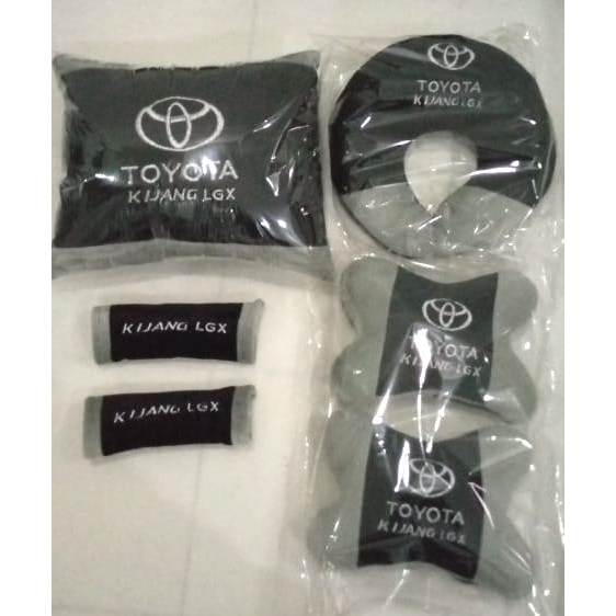 Set bantal mobil 4 in 1 aksesoris variasi interior headrest sandaran kepala punggung alas jok spare 