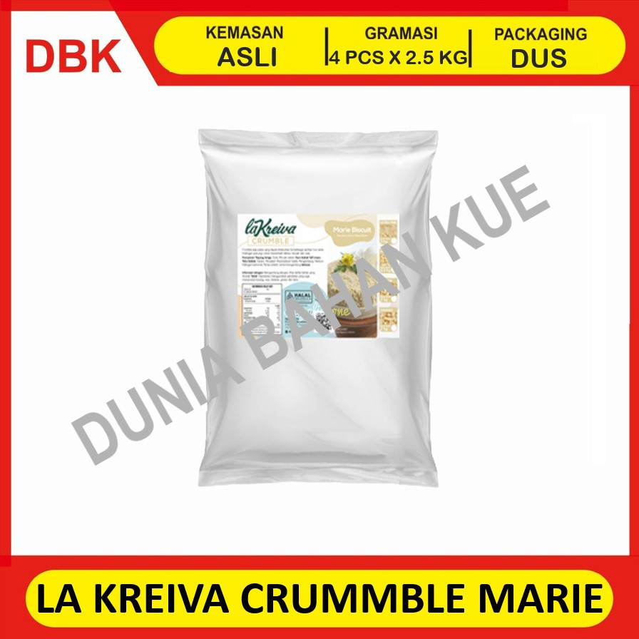 

LA KREIVA CRUMBLE FINE TOPPING MARIE BISCUIT 2.5 KG - 1 DUS 4 PCS