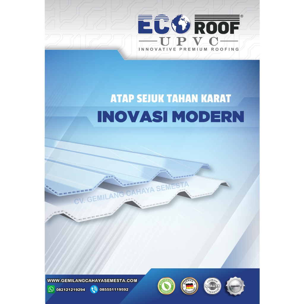 ECOROOF ATAP UPVC DL - 3 meter ( Double Layer )