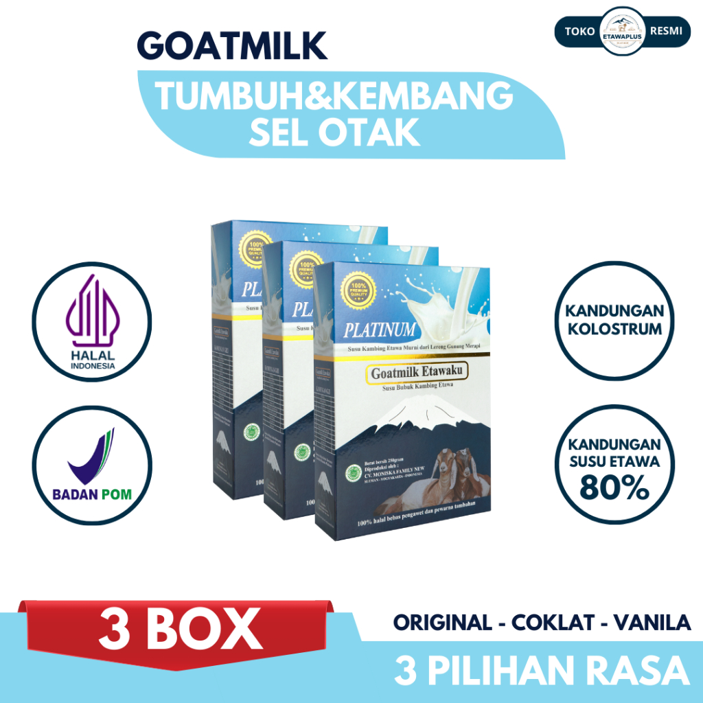 

Goatmilk - Paket 3 Box - Susu Kambing Etawa 100% Asli Original Untuk Perkembangan Pertumbuhan Otak
