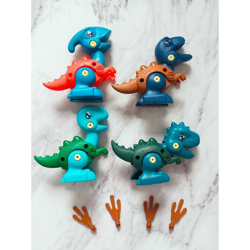 DIY Assemble Dinosaurus / Mainan merakit dinosaurus set baut / Mainan Edukasi Anak isi 4pcs