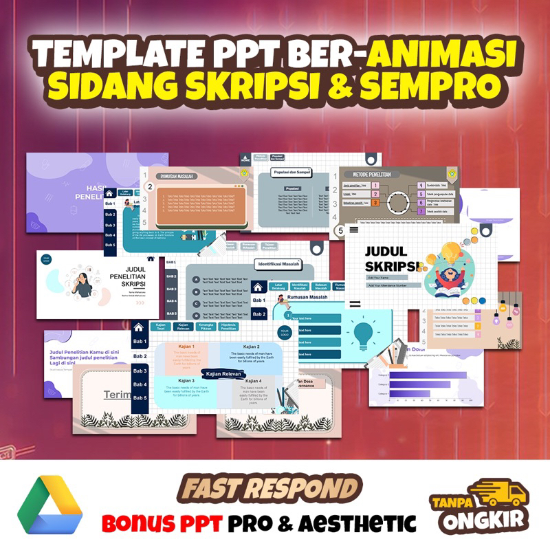 Template Presentasi PowerPoint PPT Sidang Skripsi Sempro Animasi Aesthetic