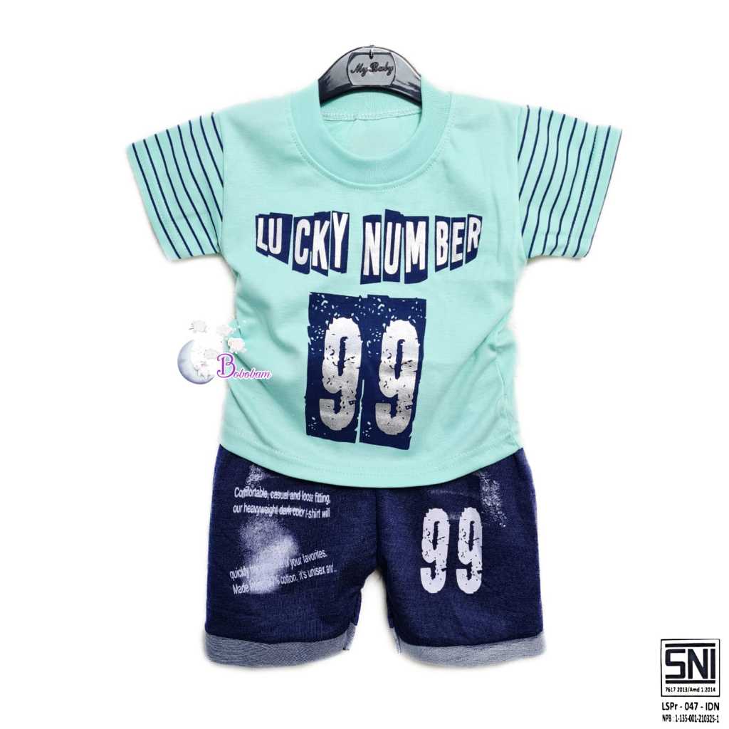 2 BAJU BAYI LUCKY NUMBER 99 SETELAN ANAK LAKI-LAKI / SETELAN ANAK 1 SAMPAI 3 TAHUN