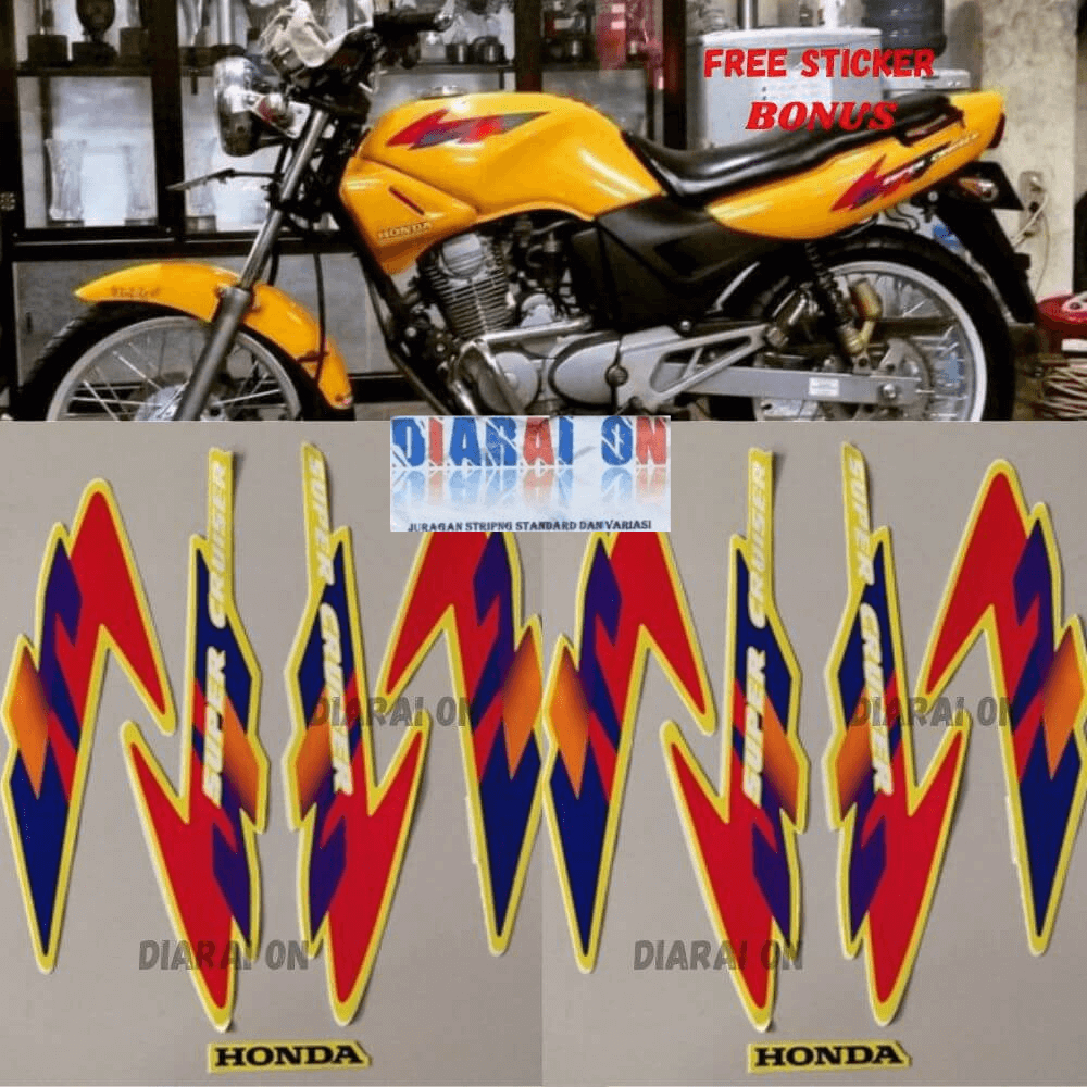 Striping Stiker Honda Tiger 1997 1998 - Tiger Lama Tilas Tilam Kuning Murah