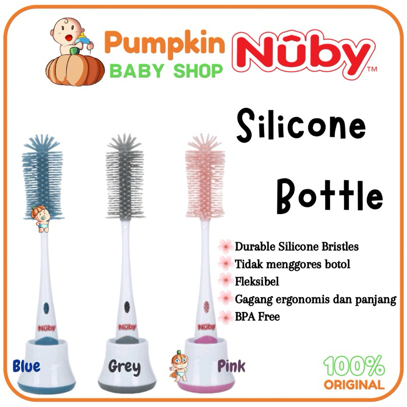 NUBY Silicone Bottle & Nipple brush - Sikat Botol Bayi
