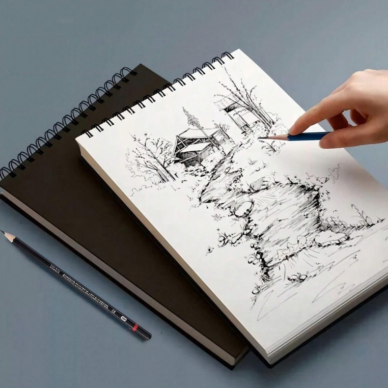 

Buku sketsa Buku Gambar A6 Vertikal Jilid Spiral, 20 Lembar Dapat Dibalik 360 Derajat