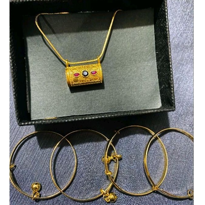 Set 3 Bulanan Bayi Bahan Kuningan Lapisan Emas