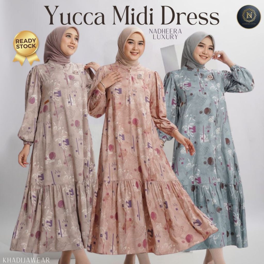 [BISA COD] YUCCA MIDI DRESS NADHEERA LUXURY yuca gamis nadhera