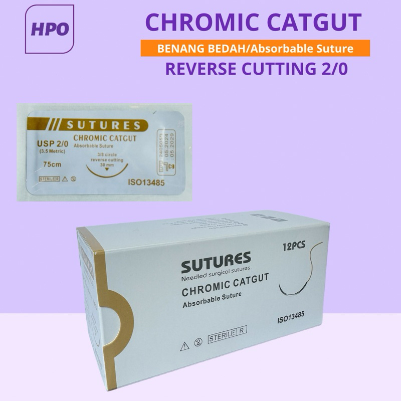 Catgut Chromic Surgical Suture / Benang Jahit Medis (khitan sunat) (dental) CATGUT CHROMIC (Reverse 