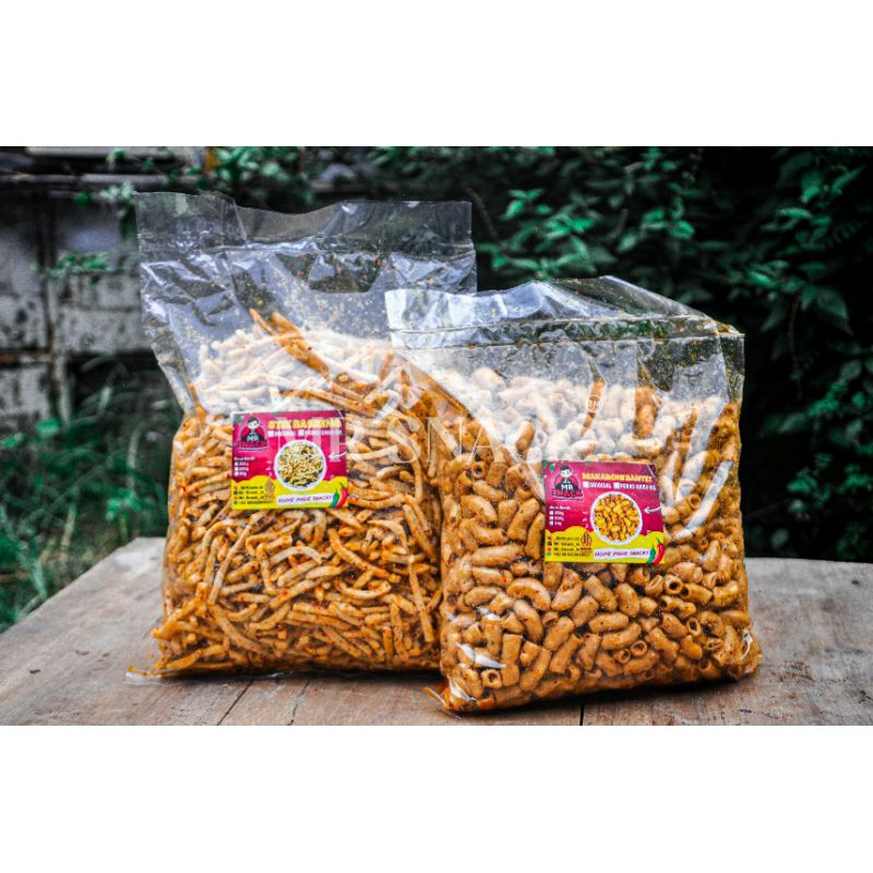 

[Bundling Campur 500g] Makaroni Pipa Bantet dan Stik Basreng Pedas Chili Oil, Enak, Gurih dan Renyah