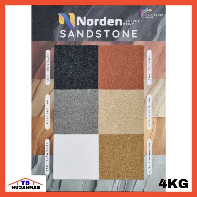 NORDEN Cat Tembok Dinding Teksture Tipe Sand Stone (SS) 4 Kg Batu Alam Stone Wall Paint Type Terbaik