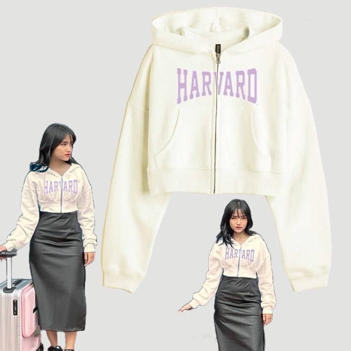 TERBARU Jaket Crop Zipper LILAC HARVARD Fleece LD11 P48