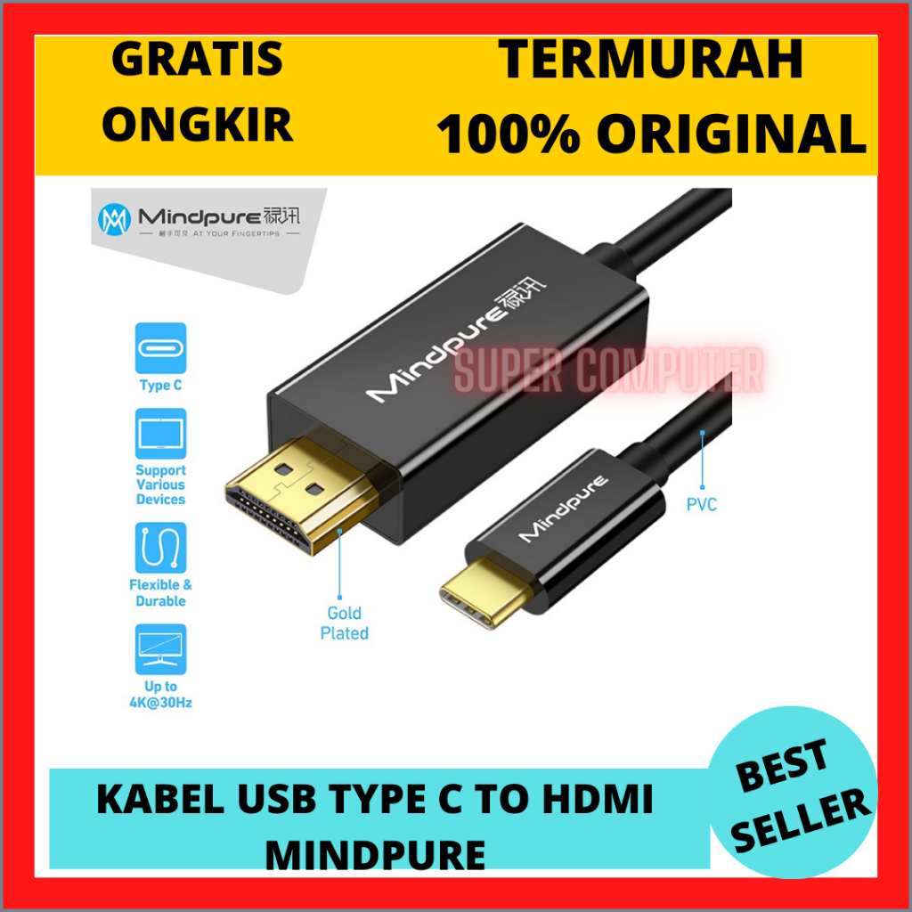 S.C KABEL USB TYPE C TO HDMI MINDPURE / CONVERTER TYPE C TO HDMI