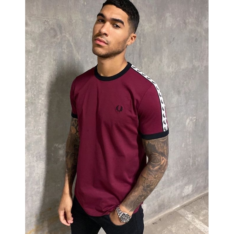 Fred Perry Tape Ringer T-shirt Tawny Port Original