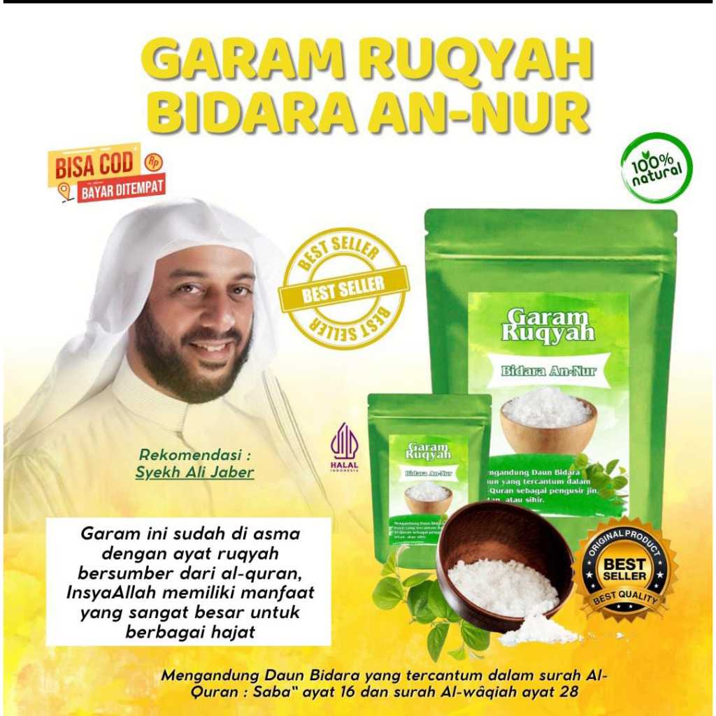 

Garam RUQYAH untuk suatu tujuan,hajat hasil maksud.Garam Asma Daun Bidara An,nur 500gr.