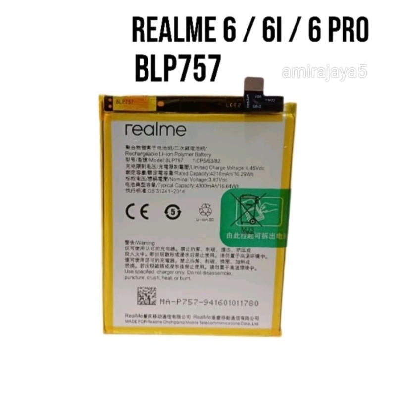 Baterai BLP 757 Realme 6/Realme 6 Pro/Narzo Baterai Battery Batre Ori