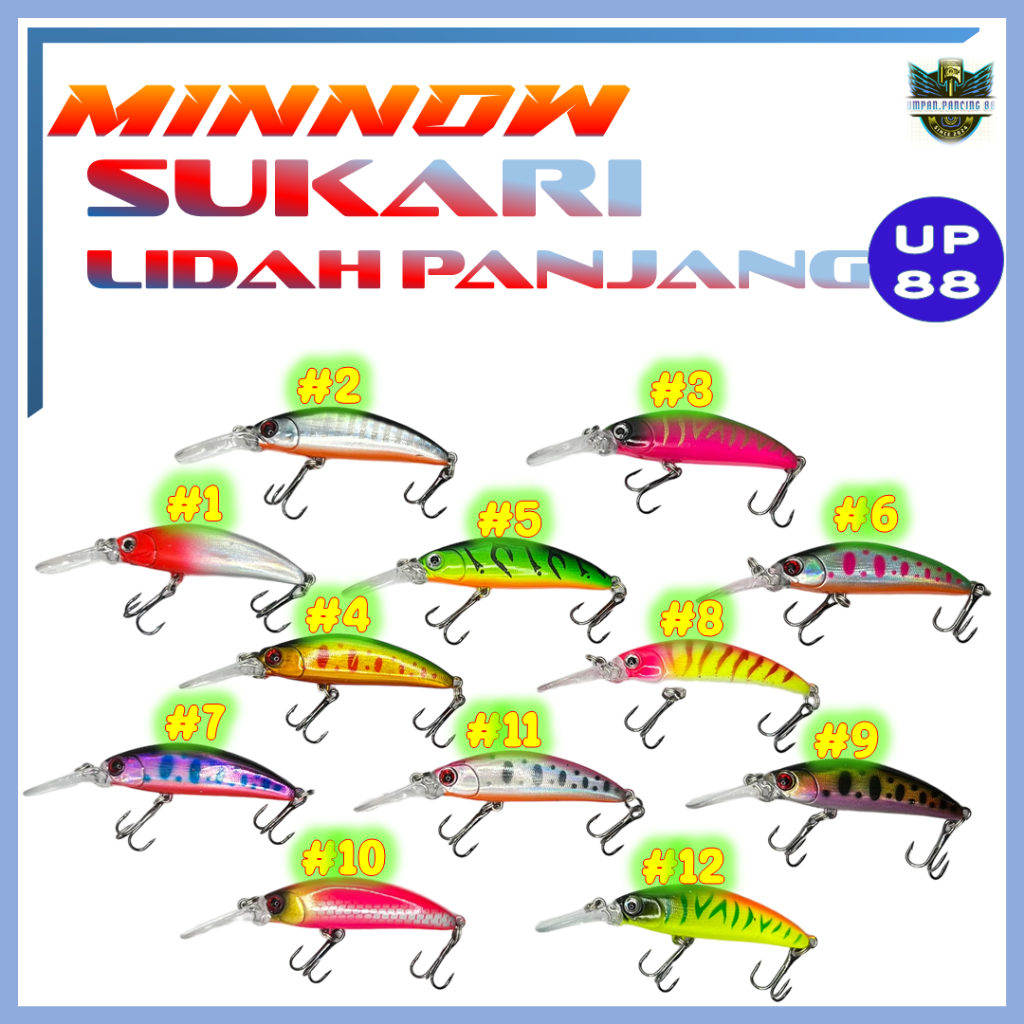 Minnow sukari lidah panjang 6gram 7cm sinking umpan pancing umpan casting - UPB08