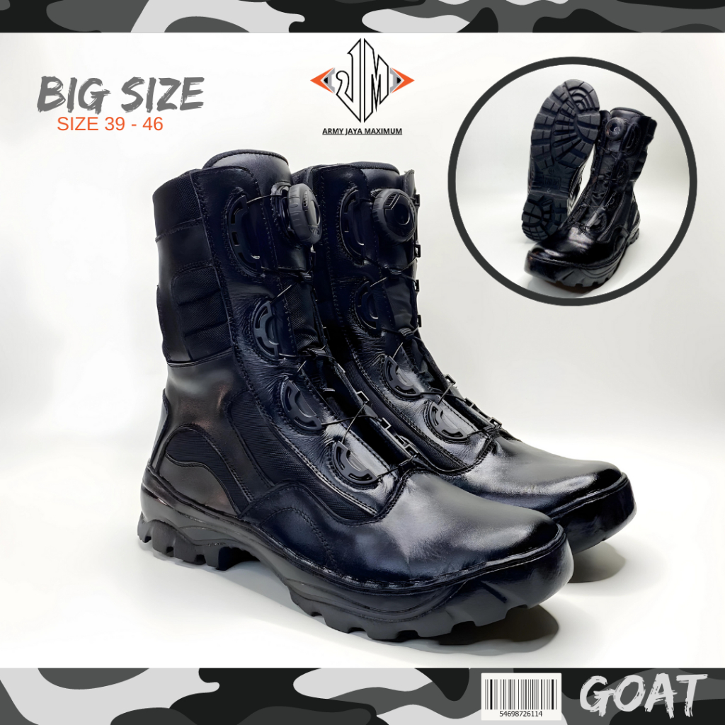 JM Sepatu Boots PDL Tali Putar Untuk Dinas TNI Polri Security Satpam Kulit Sapi Asli Berkualitas Tin