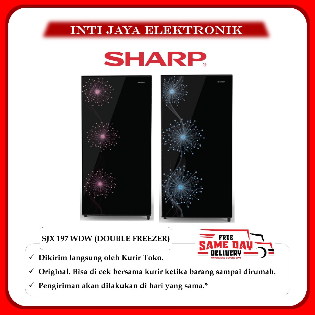 KULKAS SHARP DOUBLE FREEZER SJX 197 WDW GARANSI RESMI SJX197 WDW SJX 197WDW SJX197WDW 197W SJX-197W-