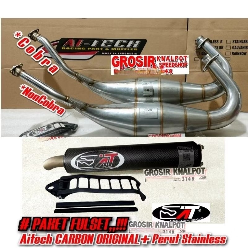 Knalpot Aitech Ai Tech CARBON Kevlar ORIGINAL GEN 4 Fulset Stainles new Model Leher Press Cobra & St