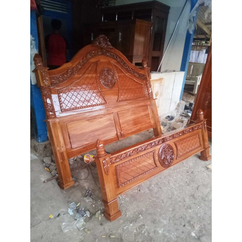 dipan kayu jati tempat tidur jati jepara 200x160 ranjang kayu jati