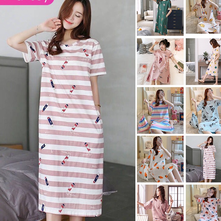 Daster Wanita Baju Rumah Santai Baju Tidur Dress Santai Dress Import Daster Lucu Motif Korea Baju Ti