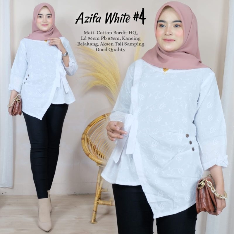 TUNIK PUTIH BORDIR. ATASAN WANITA PUTIH. BAJU KERJA WANITA