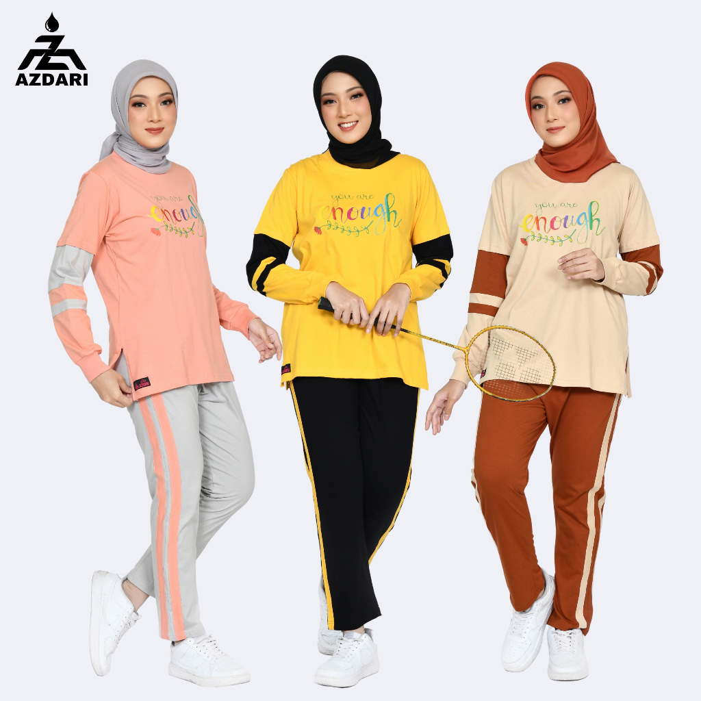 Setelan Baju Olahraga Wanita Muslim Jumbo Terbaru Azdari AZR 03 - Set Senam Muslimah