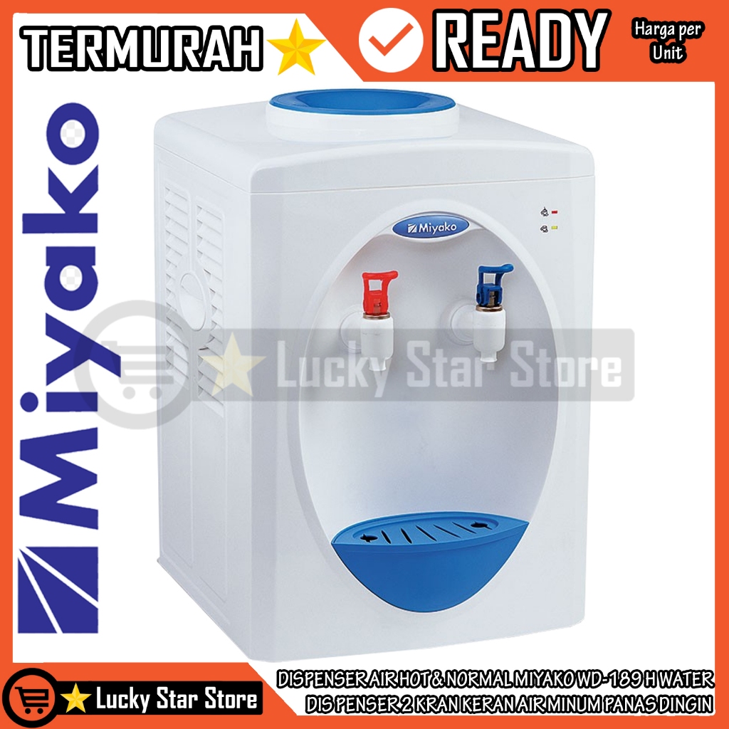 Miyako Mesin Dispenser Air Minum Panas Dingin Dua Kran Keran Wadah Tangki Galon Atas Aer Pilter Wate