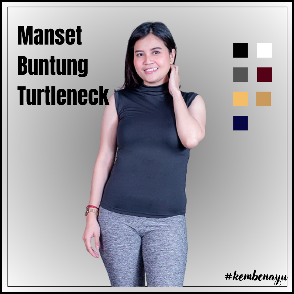 Inner Manset Buntung Tanpa Lengan Tanktop Turtleneck Wanita Jumbo Spandex Jersey Premium | Kembenayu