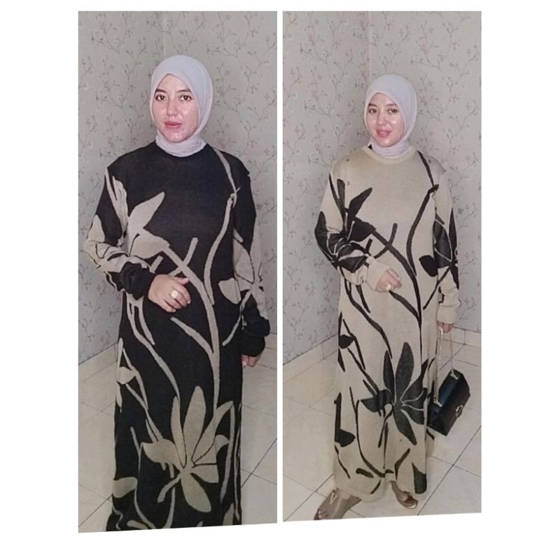 Gamis rajutan wanita dress maxy import