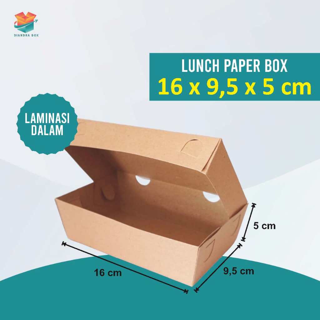 

Kotak Makan 16 x 9.5 x 5 cm | Kardus Nasi | Lunch Box Paper Kraft Coklat | Laminasi Dalam (SISTEM SELIP)