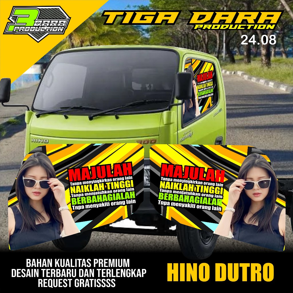 STIKER ONE WAY KACA SAMPING TRUK HINO DUTRO STIKER KACA TRUK HINO DESAIN TERBARU KEREN KODE 24.08