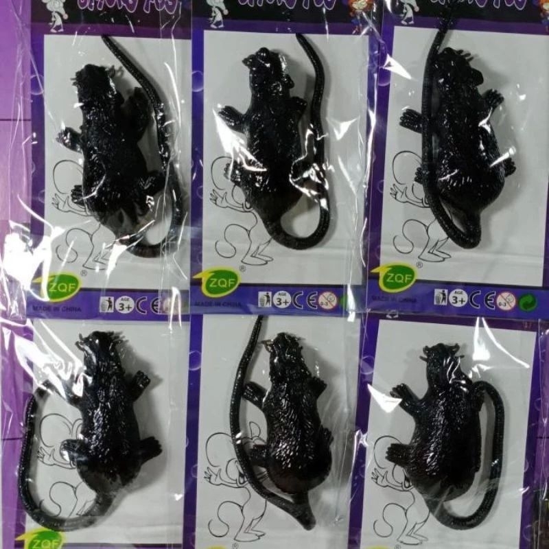 6pcs Mainan Sticky Jelly Toy Tikus Hitam