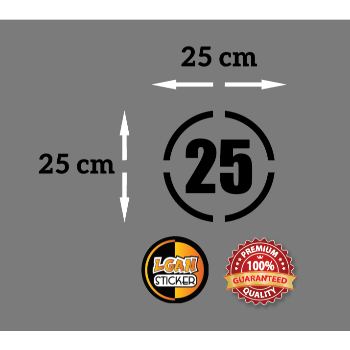 

Stiker Angka Model Bulat Strip Bahan Oracal Ukuran Diameter 25 cm