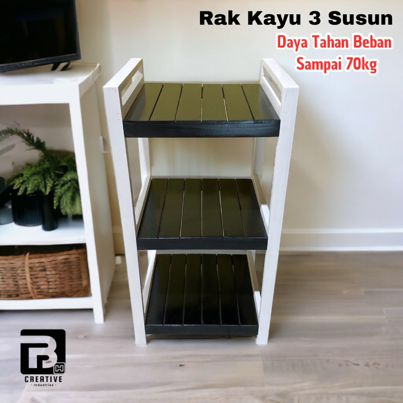 Meja Dispenser Galon Rak Kayu Susun 3 Serbaguna TwoTone