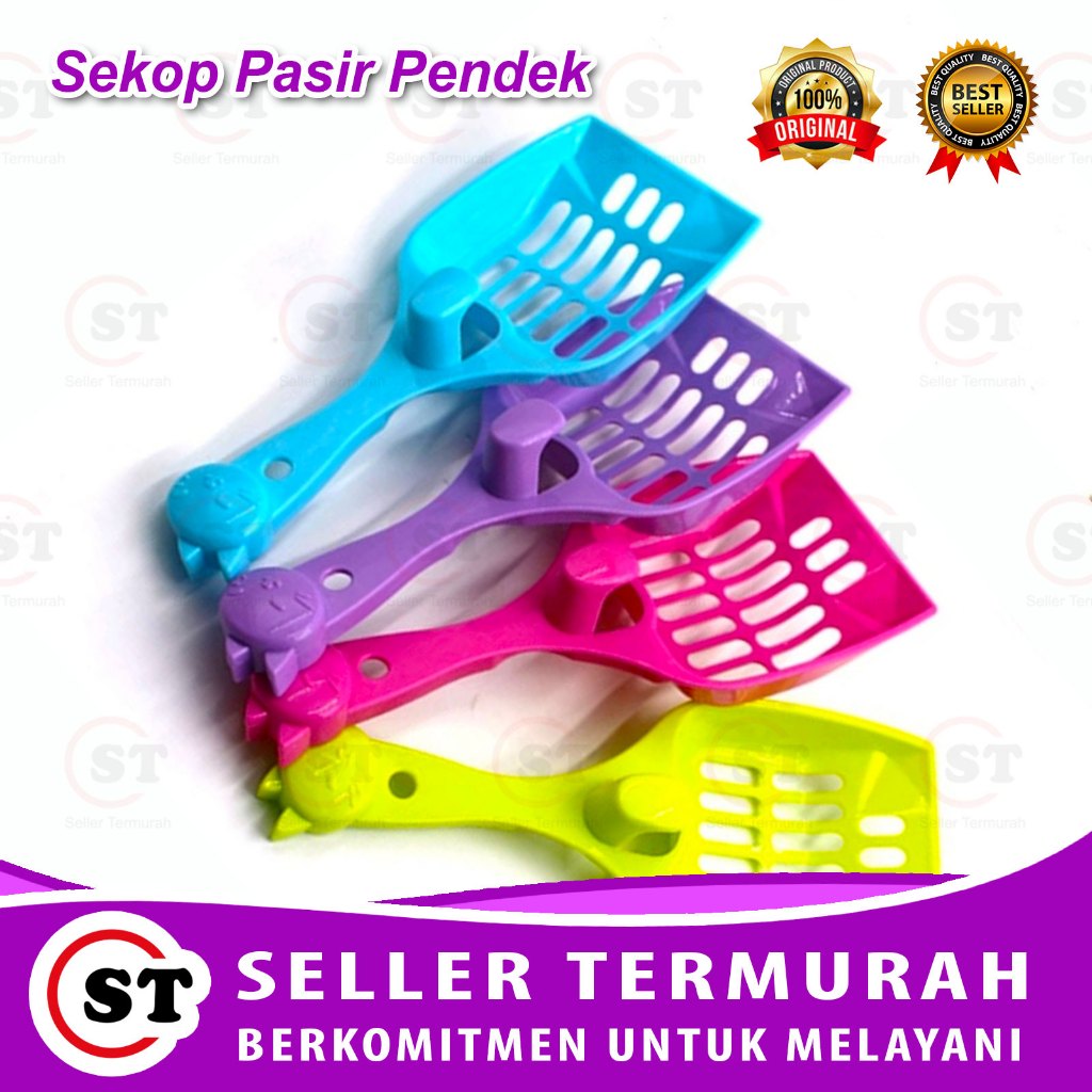 Serokan Pasir Kucing Pendek Sekop Pasir Kucing Warna Kotoran Hewan Cat Litter Scoop Anjing Skop Pend