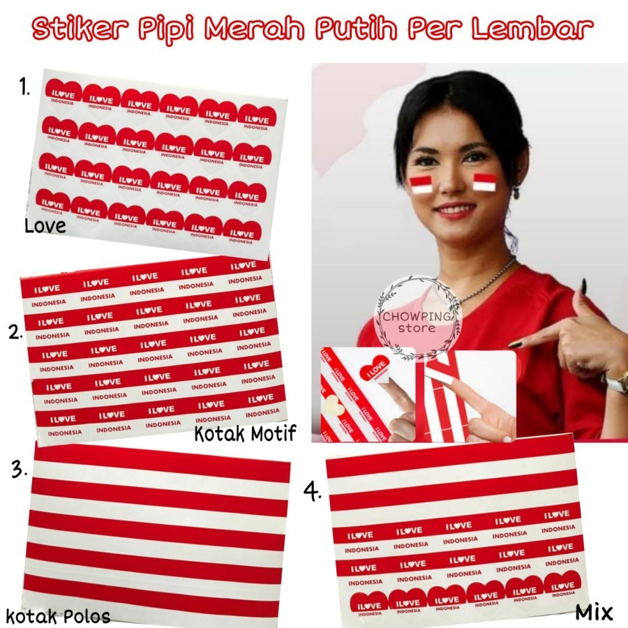 

Per Lembar Stiker Bendera Merah Putih Love Indonesia Sticker Pipi Muka Tangan Dirgahayu HUT RI