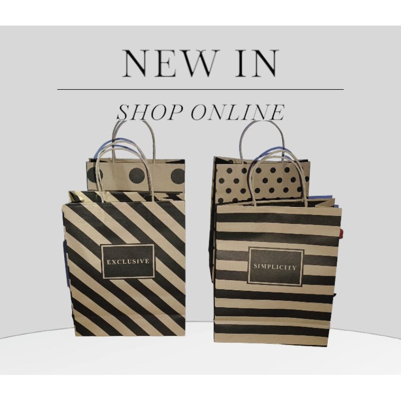 

Paper bag , Shopping Bag Kraft Tali 4 Motif 1 Bungkus isi 10 (30×23×10 cm)