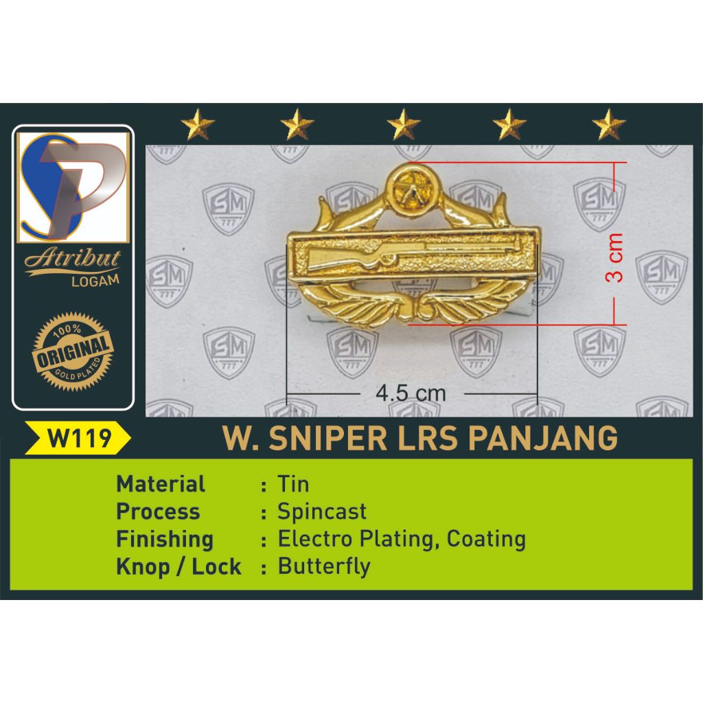 WING BREVET PIN LENCANA SNIPER LRS PANJANG