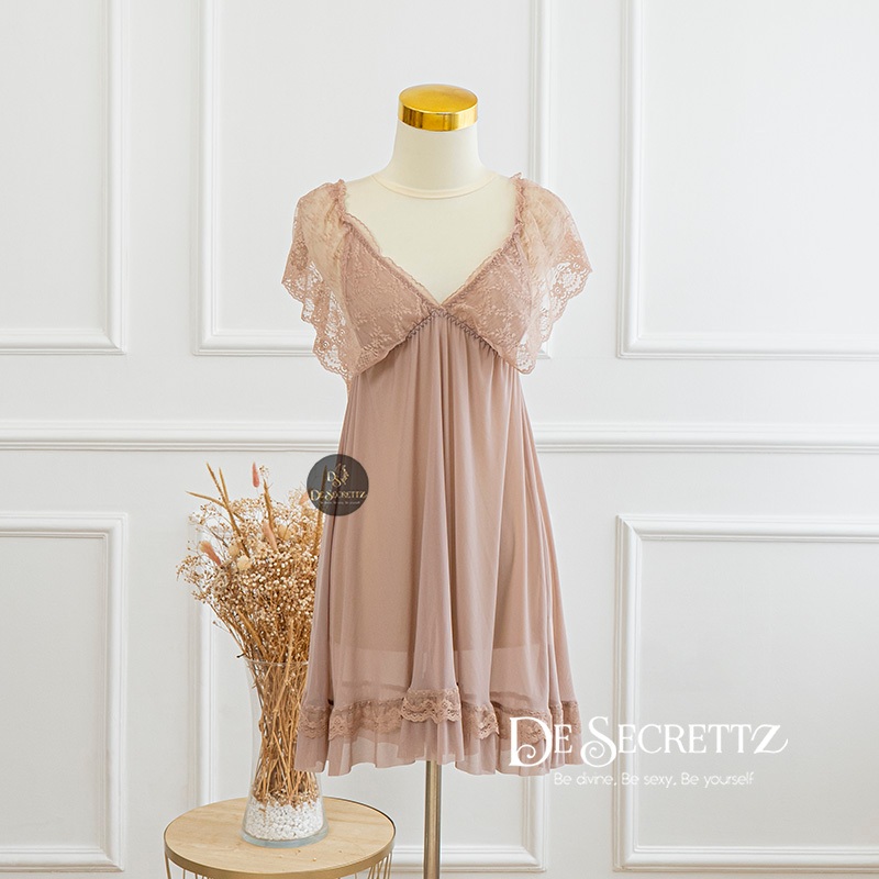 DeSecrettz DAISY Baju Tidur Wanita Dewasa Model Lingerie Big Size, Includes Lingerie + G String, Baju Tidur Wanita, Baju Dinas Depan Suami, Babydoll Lingerie, Pakaian Dalam Wanita, Lingerie Murah, Sleepwear-Nude