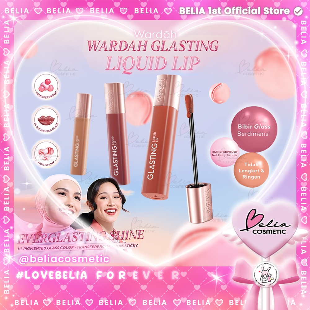 [ BELIA ] WARDAH Glasting Liquid Lip | Hi-Pigmented Glass Color | Ringan | Tidak Lengket
