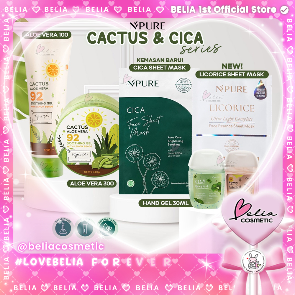 ❤ BELIA ❤ N'PURE Cactus + Cica + Licorice Series | Soothing Gel Series | Aloe Vera 100ml 300ml | Han
