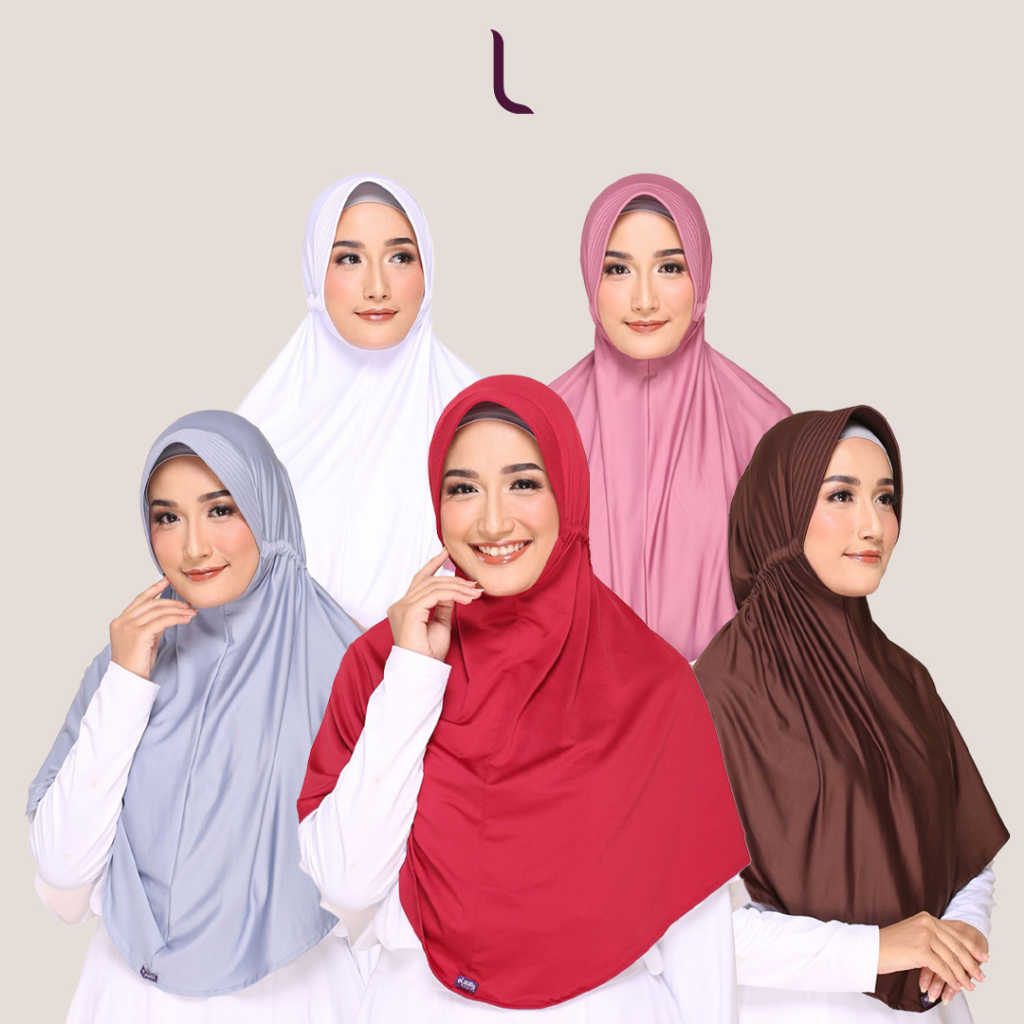 ELZATTA Zaria Sahara Bergo Serut Size L - Kerudung Jilbab Hijab Instan Polos Bergo Sekolah Bahan Spa
