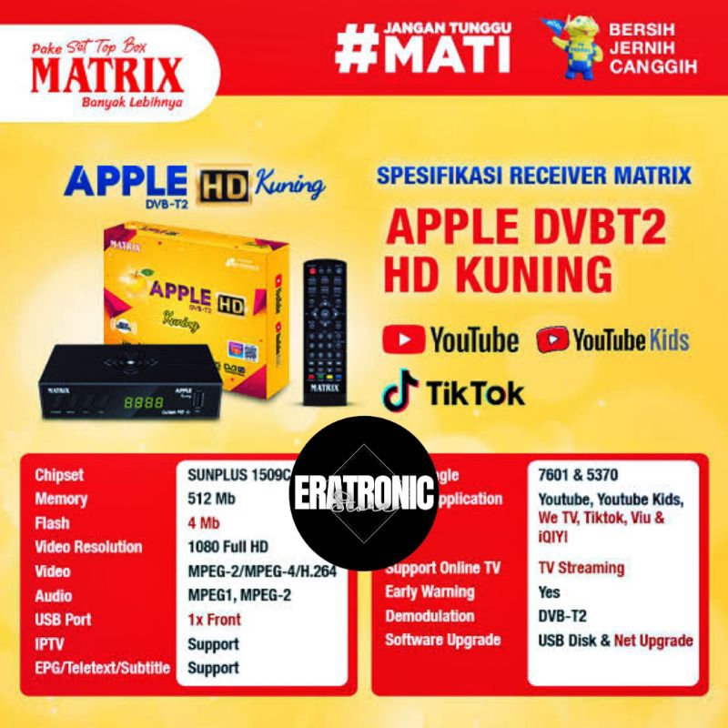STB MATRIX DVBT2 APPLE KUNING