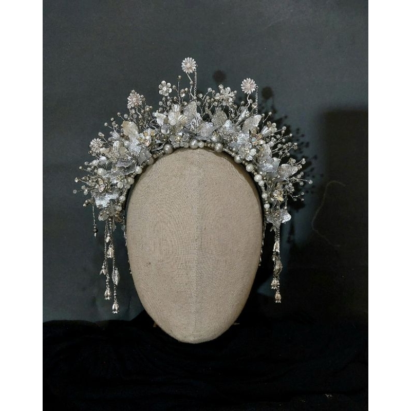 suntiang hijab wedding , mahkota tiara - silver