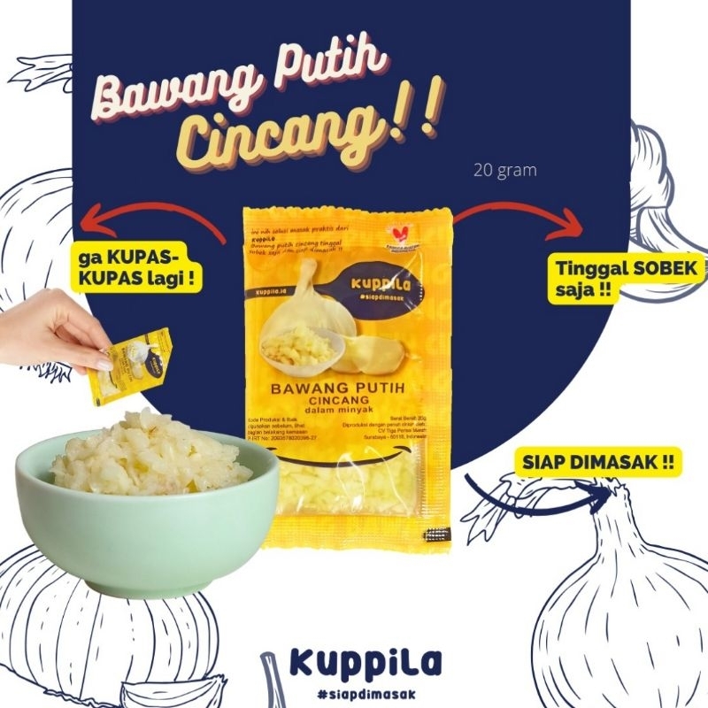 

KUPPILA BAWANG PUTIH CINCANG DALAM MINYAK ( SACHET 20 GR )