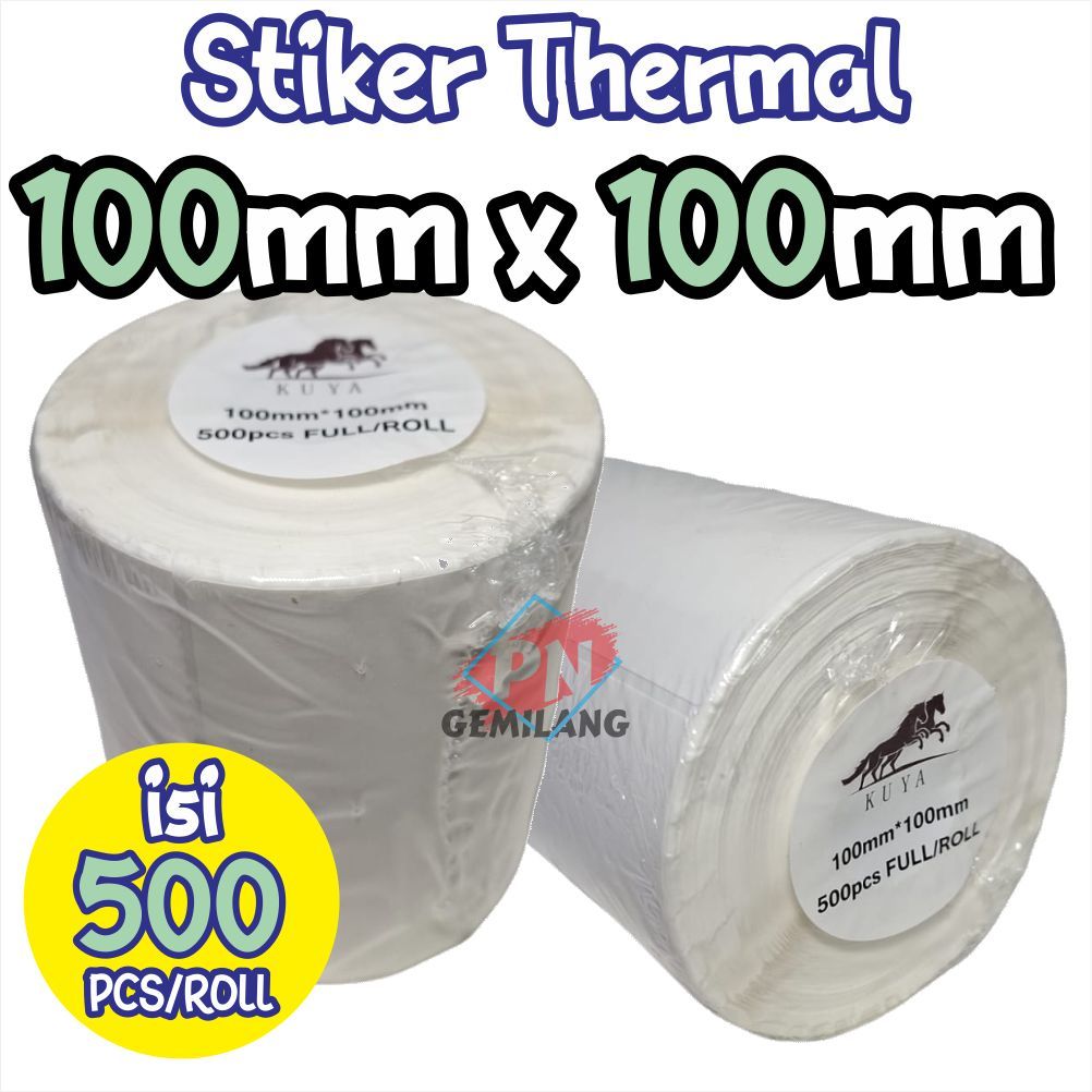 

STIKER LABEL RESI, STIKER THERMAL, STIKER BARCODE, 100MM X 100MM X 500pcs/roll